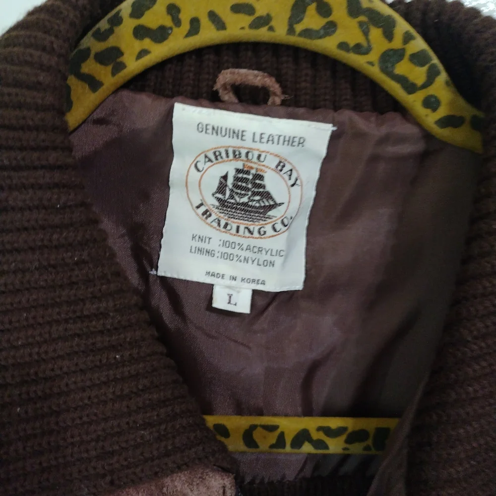 Vntg 60s 70s Mens Sueden Leather Sweater Jacket Caribou Bay Trading Co. - Picture 4 of 8